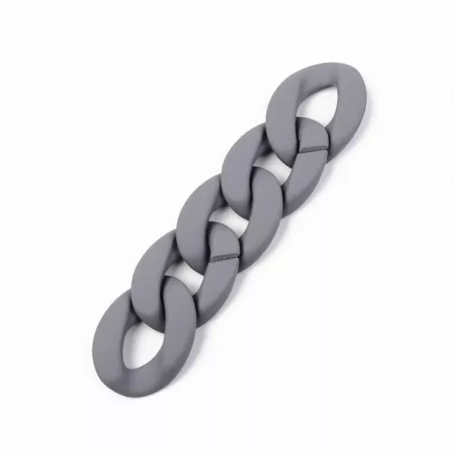 Oval Twisted Acrylic Link 40x29 mm - Opaque Dark Grey Matt x1
