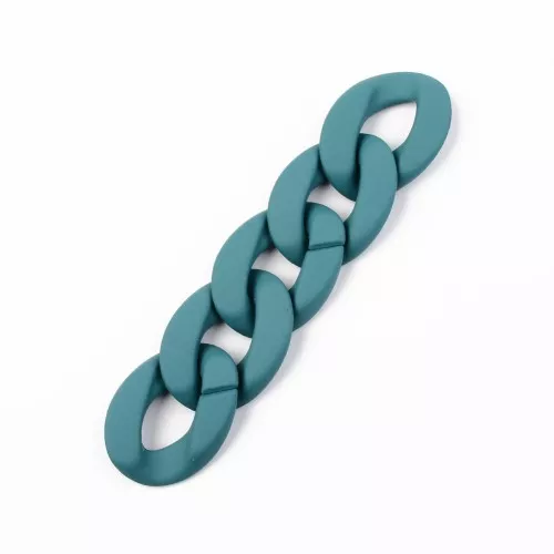 Oval Twisted Acrylic Link 40x29 mm - Opaque Petrol Blue Matt x1