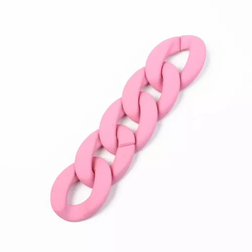 Oval Twisted Acrylic Link 40x29 mm - Opaque pink Matt x1