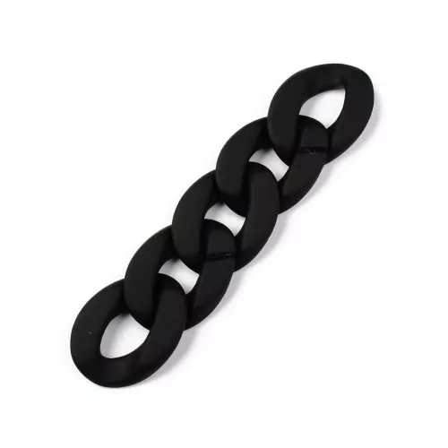 40x29mm Oval twisted acrylic link - Opaque Black Matt x1