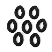 40x29mm Oval twisted acrylic link - Opaque Black Matt x1