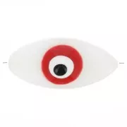 Perle oeil en nacre 17x8 mm - Naturel - Rouge x1