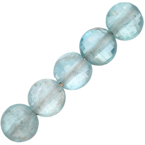 Flat faceted beads - 4 mm gemstone beads - Apatite x10