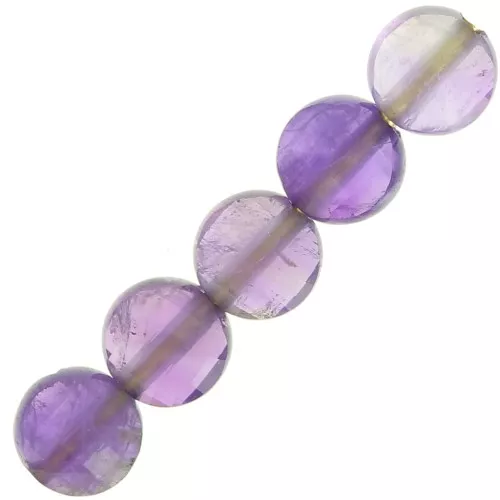 Flat faceted beads - 4 mm gemstone beads - Amethyst x10