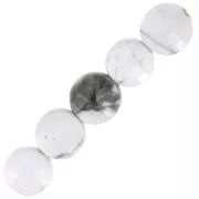 Flat faceted beads - 4 mm gemstone pucks - Howlite x10