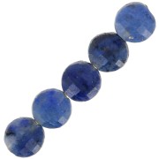 Round faceted flat beads - 4 mm gemstone pucks - Sodalite x10