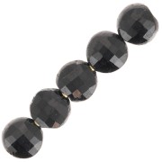 Flat faceted beads - 4 mm gemstone beads - Black Onyx x10