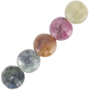 Round faceted flat beads - 4 mm gemstone beads - Tourmaline x10