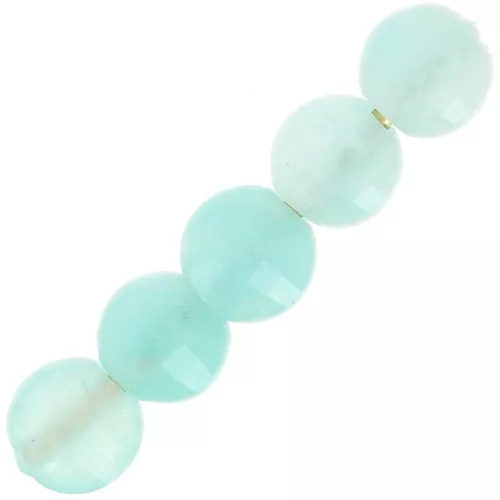 Flat faceted beads - 4 mm gemstone beads - Amazonite x10