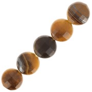 Flat faceted beads - 4 mm gemstone beads - Tiger eye x10