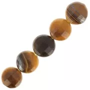 Round faceted flat beads - 4 mm gemstone beads - Tiger eye x10
