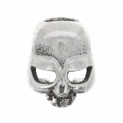 8x6mm Skull & Crossbones Bead with large hole - Oxidised 925 Silver x1