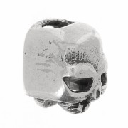 8x6mm Skull & Crossbones Bead with large hole - Oxidised 925 Silver x1