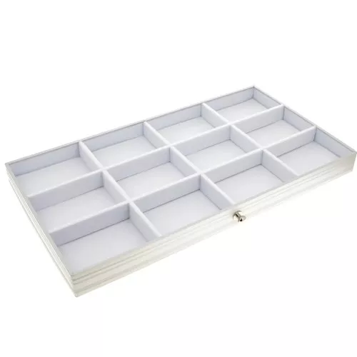 12 compartment tray for jewellery carrying case - White x1