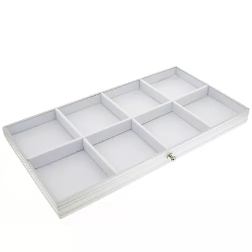 Tray of 8 compartments for jewellery carrying case - White x1