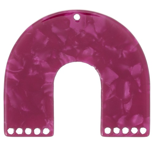 35x40.5mm U-shaped chandelier pendant - Tortoiseshell Raspberry Pearl x1