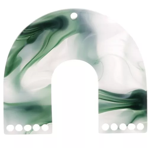 35x40.5mm U-shaped chandelier pendant - Marbled Dark Green - White x1
