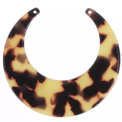 46x49.5mm Acetate Half Moon Pendant - Tortoiseshell - Brown - Black x1