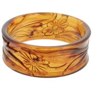 65.5mm Thick opaque resin bracelet - flowers - Marbled Amber x1