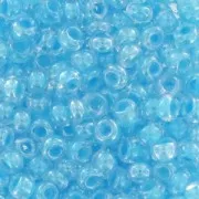 Preciosa Seed Beads 11/0 2 mm - Crystal with Aquamarine Pearl Interior x 20 g