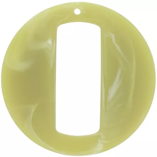 39mm Round hollow resin matt effect pendant - Light green marbled x1