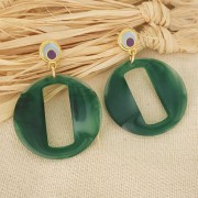 39mm Round hollow resin matt effect pendant - Light green marbled x1