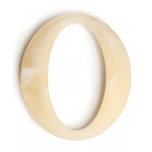 40x34.5mm Oval resin link matt effect - Marbled Beige - White x1