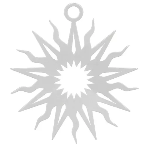 16mm Hollow sun pendant - exclusive to Perles&Co - Fine silver plating x1