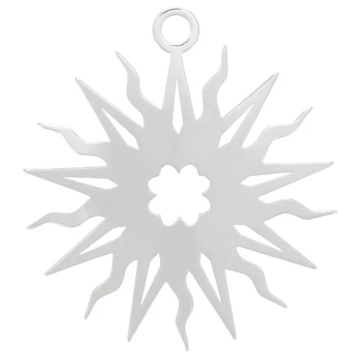 16mm Hollow sun pendant - clover - exclusive to Perles&Co - Fine silver plating x1