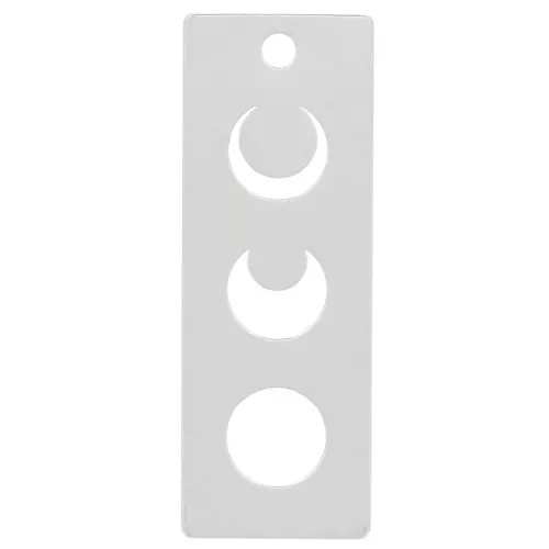 18x6.5mm Rectangle pendant moon pattern - by Perles&Co - Fine Silver plated x1