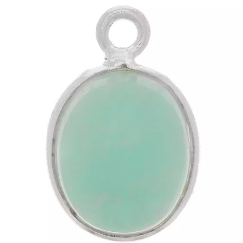 14x9mm 925 Sterling Silver Oval gemstone charm - Amazonite x1
