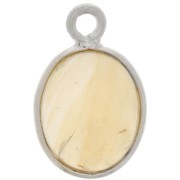 14x9mm 925 Sterling Silver Oval dyed gemstone charm - Citrine x1|raw }}