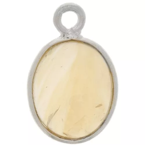 14x9mm 925 Sterling Silver Oval dyed gemstone charm - Citrine x1