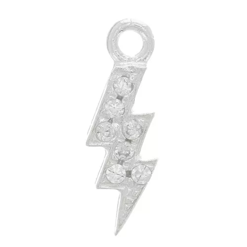 11x4mm 925 Sterling Silver Mini Lightning Charm with zirconium oxide - Crystal x1
