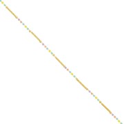 2mm Chain with glass beads - Gold Tone - Pastel x50cm|raw }}