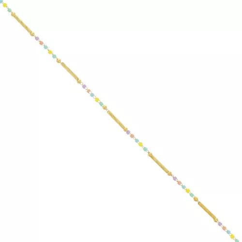 2mm Chain with glass beads - Gold Tone - Pastel x50cm