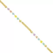 2mm Chain with glass beads - Gold Tone - Pastel x50cm