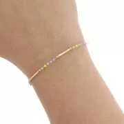 2mm Chain with glass beads - Gold Tone - Pastel x50cm