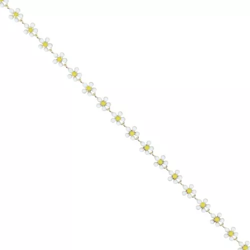 5.8mm Chain daisy flower pattern epoxy resin Gold Tone - White - Yellow x50cm