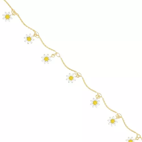 13mm Fancy Chain - Daisy flower pattern in epoxy resin - Gold Tone x50cm
