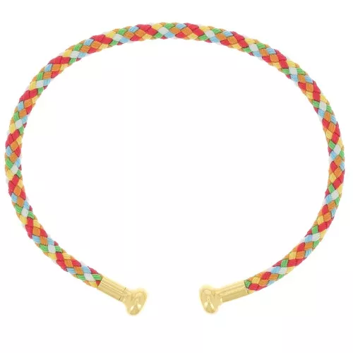 Twisted cord bracelet with end to Unscrew- Muticolored - Fine gold plated x1