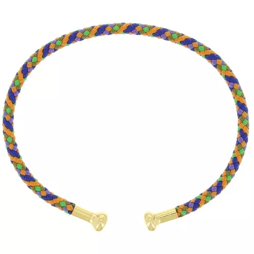 Twisted cord bracelet with end to Unscrew- Multi Dark - Fine gold plated x1