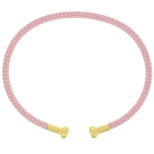 Twisted cord bracelet with end to Unscrew- Light Pink - Fine gold plated x1