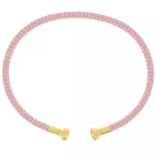 Twisted cord bracelet with end to Unscrew- Light Pink - Fine gold plated x1