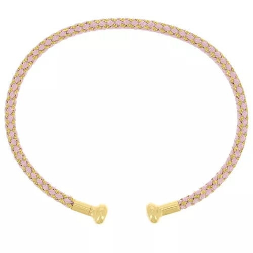 Twisted cord bracelet with end to Unscrew- Pink - Fine gold plated x1