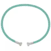 Twisted cord bracelet with end to Unscrew- Mint - Rhodium Tone x1