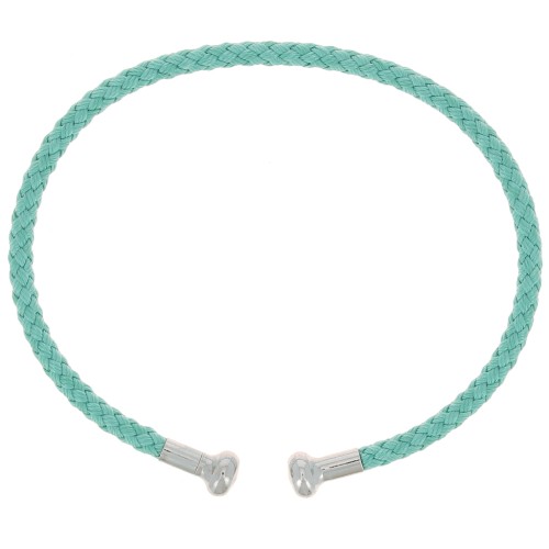 Twisted cord bracelet with end to Unscrew- Mint - Rhodium Tone x1
