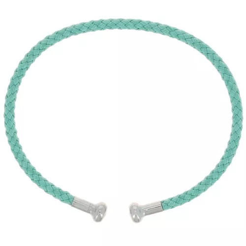 Twisted cord bracelet with end to Unscrew- Mint - Rhodium Tone x1