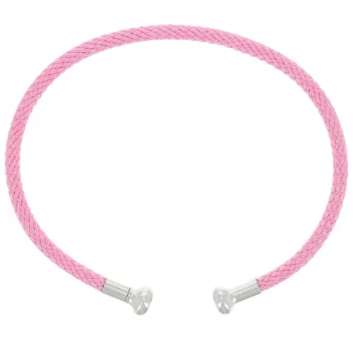 Twisted cord bracelet with end to Unscrew- Pink - Rhodium Tone x1