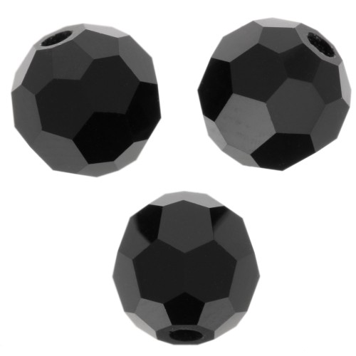 5mm Preciosa Crystal Round Faceted Beads - Jet x15